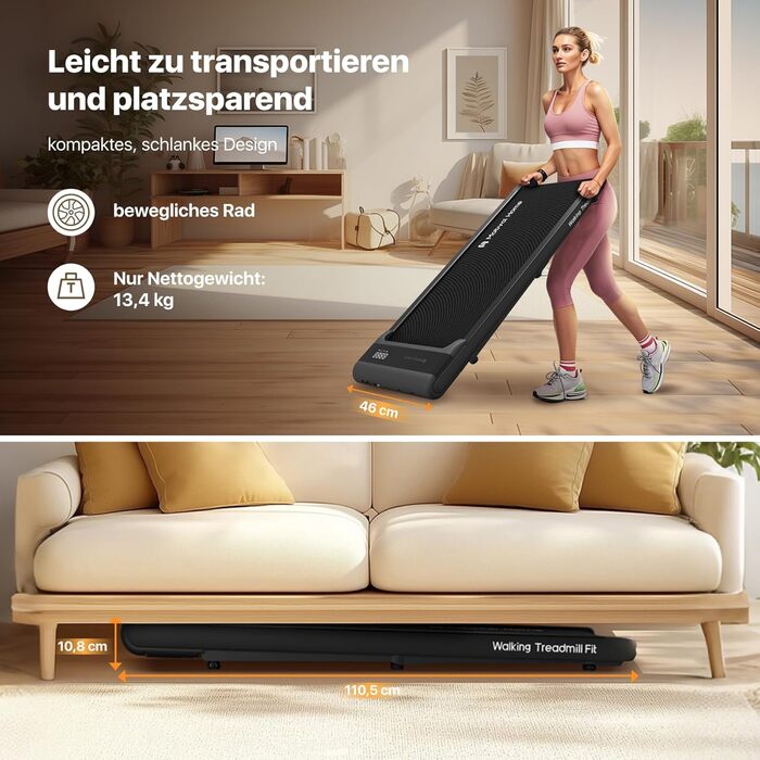 Компактна бігова доріжка Mobvoi Home Walking Pad для дому та офісу, 6 км/год, дистанційне керування, LED-дисплей, навантаження до 120 кг