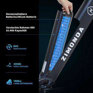 Електровелосипед ZIMONDA Чоловіки 27,5 250W 48V 100km 7G 25 км/год