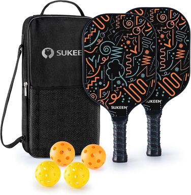 Набір ракеток Sukeen Pickleball з 2 шт. , Набір піклболу зі скловолоконною поверхнею з ракеткою для піклболу, Набір веслувальників для чоловіків і жінок Pure Graffiti