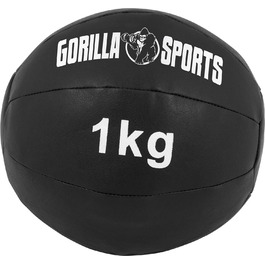 Медичний м'яч GORILLA SPORTS 1-10кг, шкіряний, чорний