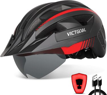 Велосипедний шолом VICTGOAL для чоловіків і жінок MTB з магнітним знімним візором, 21 вентиляційний отвір, регульований, захисні окуляри