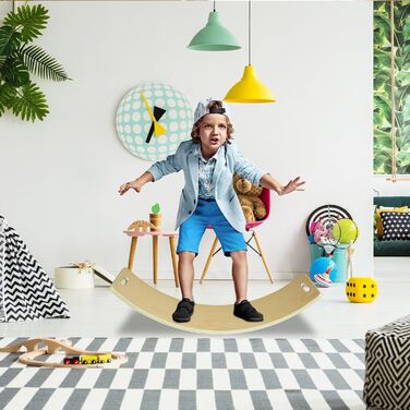 Дитяча балансувальна дошка CCLIFE з дерева, 85x30 см, з EVA-матом, Montessori-іграшка для дітей від 3 років