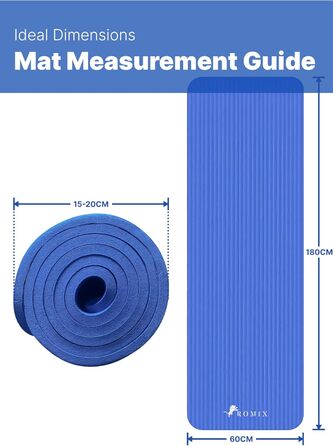 Килимок для йоги ROMIX товстіший 15 мм, килимок для йоги нековзна екологічно чиста м'яка поролонова подушечка, стійка до поту килимок для йоги з ремінцем для жінок, чоловіків, дітей, тренажерний зал, тренування, фітнес, килимок для пілатесу (синій)