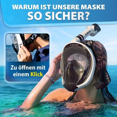 Відзначена нагородами маска для підводного плавання KAIMANA для дітей та дорослих - абсолютно безпечна для CO - включаючи сумку для перенесення - маска для дайвінгу для дорослих - маска для повного обличчя маска для дайвінгу дитяча L-XL біла