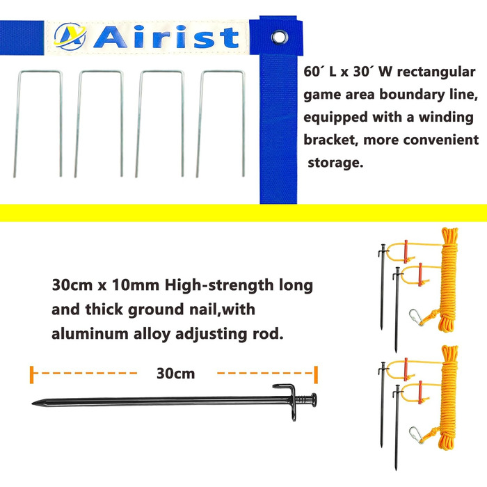 Міцна вулична волейбольна сітка Airist із системою запобігання старінню, регульовані алюмінієві стовпи, професійний волейбольний набір сіток для саду та пляжу, волейбольна та сумка-тоут