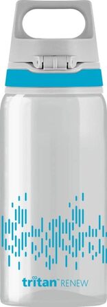 Пляшка для води SIGG Tritan Total Clear ONE MyPlanet Aqua 0,5 л, блакитна, для газованих напоїв, спортивна, без BPA, герметична, стійка до подряпин, для спорту та фітнесу, можна мити в посудомийці