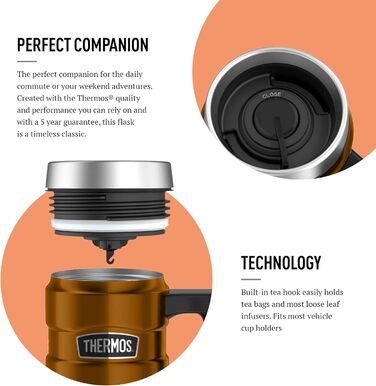 Термокружка Thermos SK1000, нержавіюча сталь, коричнева, 470 мл