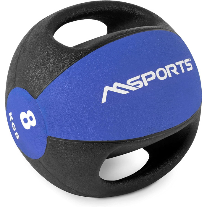 М'яч MSPORTS Medicine Ball 1-10кг з ручками (8кг - Royal Blue)