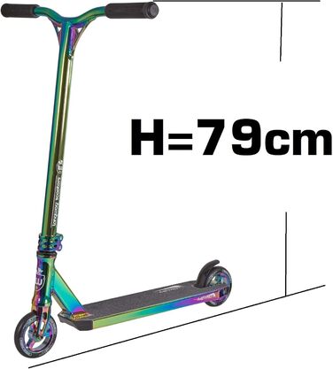 Довгий трюковий скутер Metro H79 см Trick Park Kick Scooter наклейка Fantic26 Повна неохромна веселка