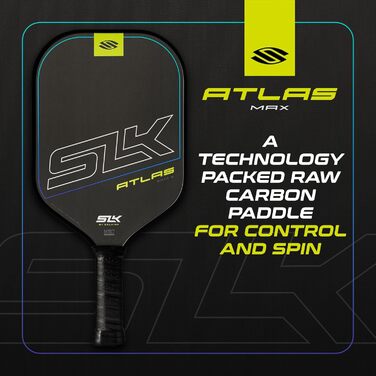 Падл для піклболу Selkirk Sport Atlas Max SLK Raw з вуглецевого волокна, розроблений у США, ідеальний для початківців, Oasis