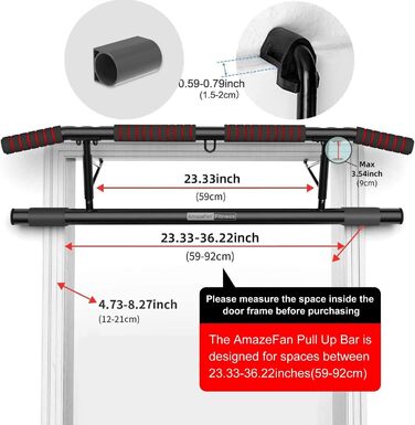 Дверна рама AmazeFan Pull-Up Bar, модернізована турніка 2024 року з кількома варіантами хвата, з додатковим тренажером для строп, універсальна застосовується для більшості дверей (чорний/червоний)