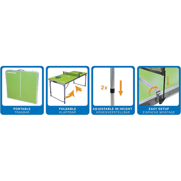 Стіл для настільного тенісу Schildkrt Midi, ідеально підходить для невеликого саду або для квартири, в т.ч. набір сіток Портативний міді стіл для настільного тенісу, 838580