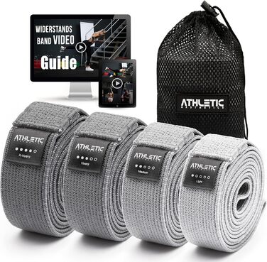 Преміум фітнес-стрічки ATHLETIC AESTHETICS з тканини, набір еспандерів з чохлом і відеокурсом, гумки для підтягувань для жінок і чоловіків