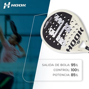 Ракетка Hook Platinum White унісекс Padel, 355/365 г, карбон, контроль