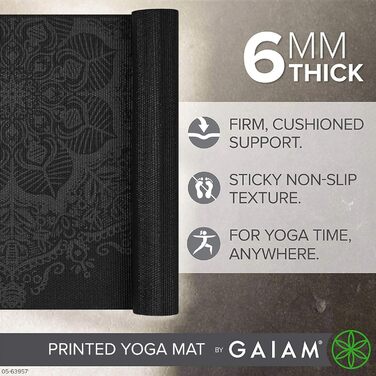 Килимок для йоги Gaiam - Преміум, товстий, 172x61 см, Midnight Mandala