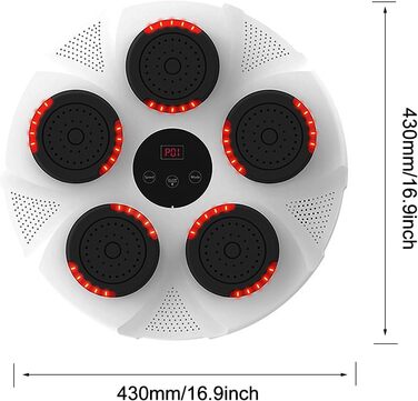 Музичний боксерський автомат LANPEW Настінна боксерська мішень Світлодіодна музична боксерська машина підтримує 9 режимів швидкості Bluetooth і режим підрахунку в приміщенні Дорослі та діти Вправи Бокс Білий Ротонді