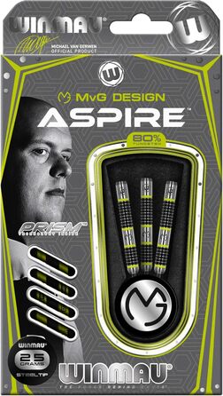 Дротики WINMAU MvG Aspire вольфрамові 25 г з крилами Prism Wings