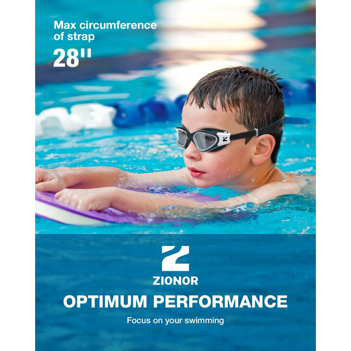 Окуляри для плавання ZIONOR Kids Swim Cap, Окуляри для плавання G1MINI Polarized Anti Fog із захистом від ультрафіолету для дівчаток і хлопчиків (8-14 років) (BlackWhite-Clear-No Polarized, чорна шапочка для плавання)