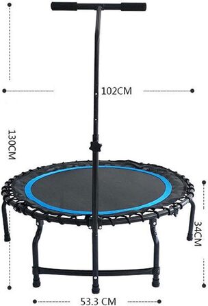 Тренувальний батут LYLY для дорослих Fitness Rebounder Батут з ручкою для внутрішнього саду Тренування Кардіотренування Складаний дизайн ЧорнийЧервоний