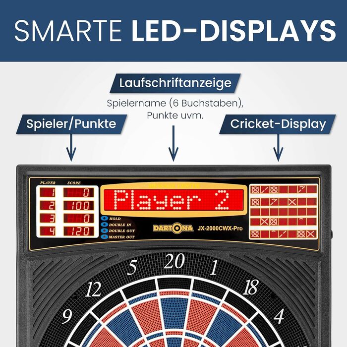 Електронна дошка для дартсу Dartona JX2000 Pro - 41 гра, 200 варіантів