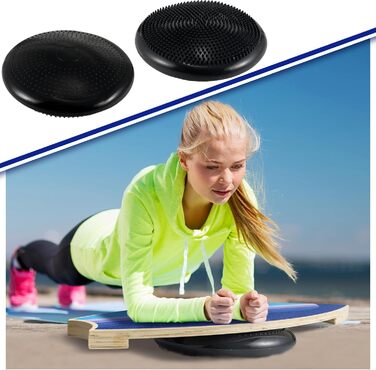 Комплекти Surf Balance Board Trainer Balance Disc Trainer з насосом Дерев'яні балансирні дошки для дорослих Тренажер для балансування вправ Тренажер стабільності для покращення балансу, постави, фітнесу, побудови, 3