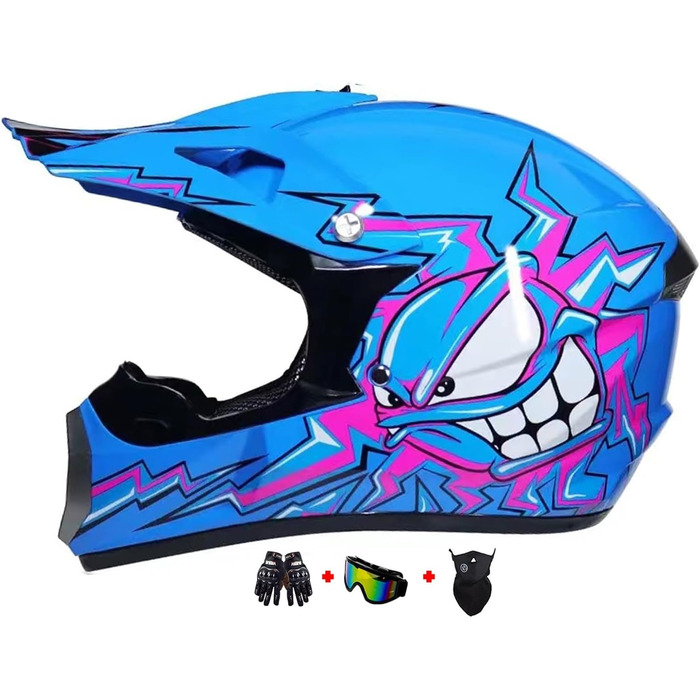 Дитячий мотокросовий шолом Fullface для MTB, ABS, з рукавицями, маскою та окулярами, для мотокросу, ендуро, ATV, Downhill