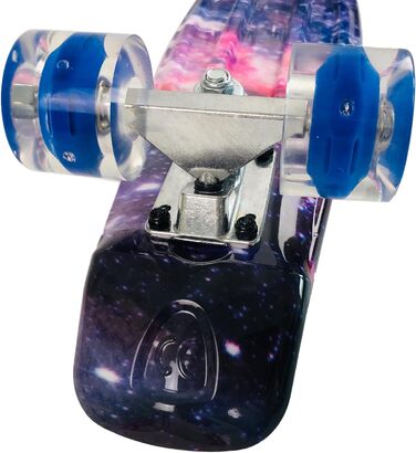 Скейтборд Sumeber Skateboard Kids Mini Cruiser Skateboard Complete 22 дюйми зі світлодіодними котушками Скейтборд для дорослих Діти Подарунок на день народження початківця (Galaxy)