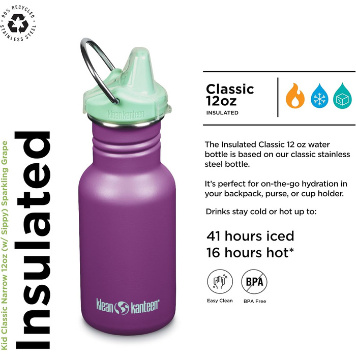 Пляшка Klean Kanteen Classic 355 мл Ігристий виноград