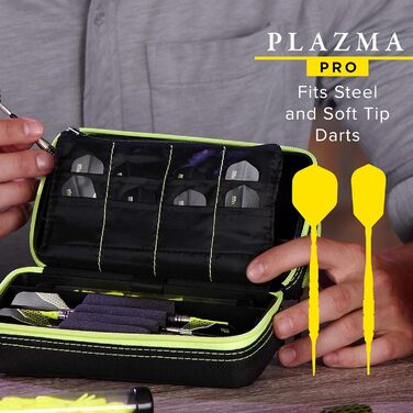 Сумка для дартсу Casemaster Plazma Pro на 6 дартсів, жовта, велика кишеня