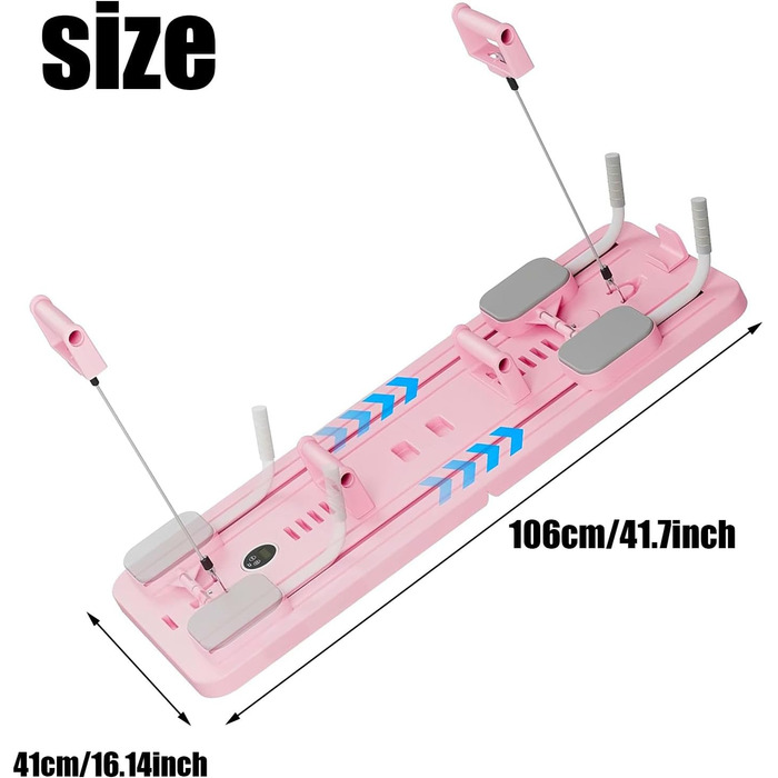 Машина для пілатесу WYEIAHS Reformer Складна дошка-реформатор для пілатесу з таймером і тримачем для телефону, багатофункціональний тренажер для живота для дому та тренажерного залу (рожевий)