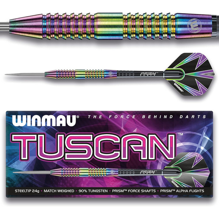 Вольфрамові дротики WINMAU Tuscan 24 г сталеві з польотами