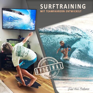 Балансборд JUCKER HAWAII Trick & Surf, 100% натуральне дерево, антиковзка поверхня