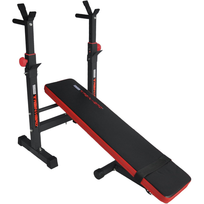 Складна лава TrainHard Multi Weight Bench Blackcombo зі штангою та гантелями та ваговими пластинами 70 кг