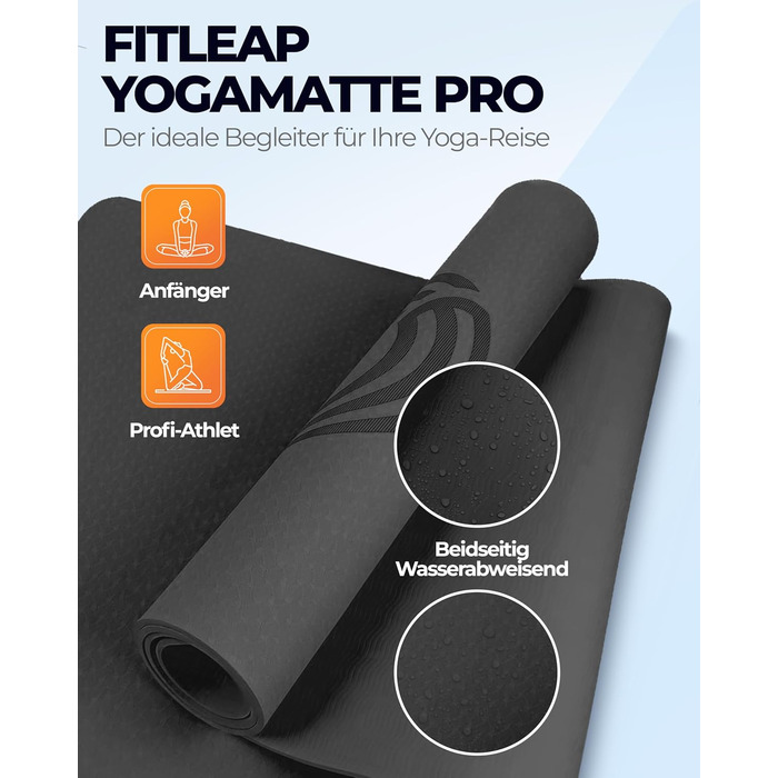 Килимок для йоги Fitleap Pro екологічний TPE, не ковзає, безпечний