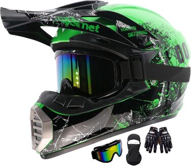 Дитячий і дорослий мотокросовий шолом Fullface для MTB, Downhill, BMX, мотоцикла, з окулярами і рукавичками