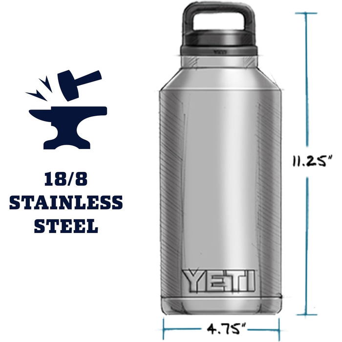 Термос YETI Rambler 1,8 л вакуумний, з нержавіючої сталі, герметичний, з кришкою-тримачем, синій