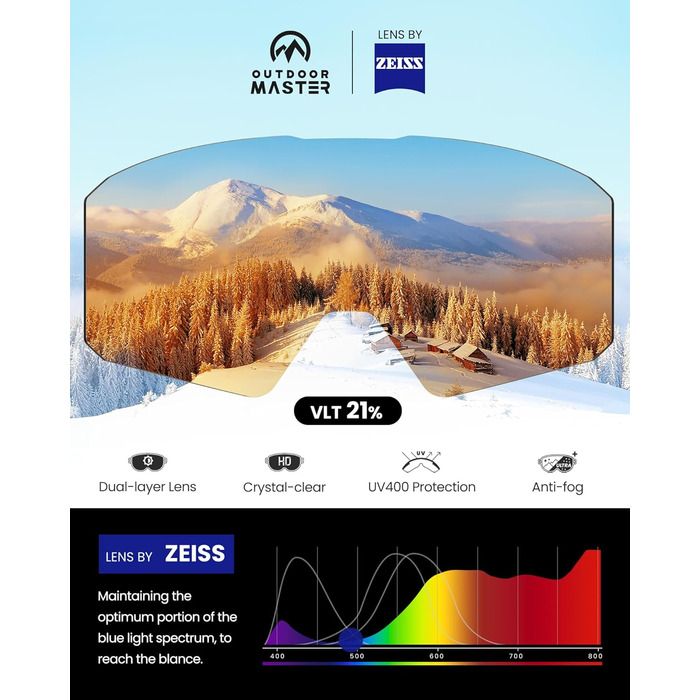 Гірськолижні окуляри OutdoorMaster Falcon Lens від ZEISS/E-QuickHue Lens, окуляри для сноуборду OTG проти запотівання, магнітна змінна лінза, снігові окуляри для чоловіків і жінок A-Hydro Pink Vlt 21 жовта лінза