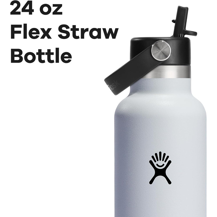 Термобутилка HYDRO FLASK 709 мл з трубочкою, вакуумна, нержавіюча сталь, біла, з кришкою, зберігає тепло і холод, BPA-free