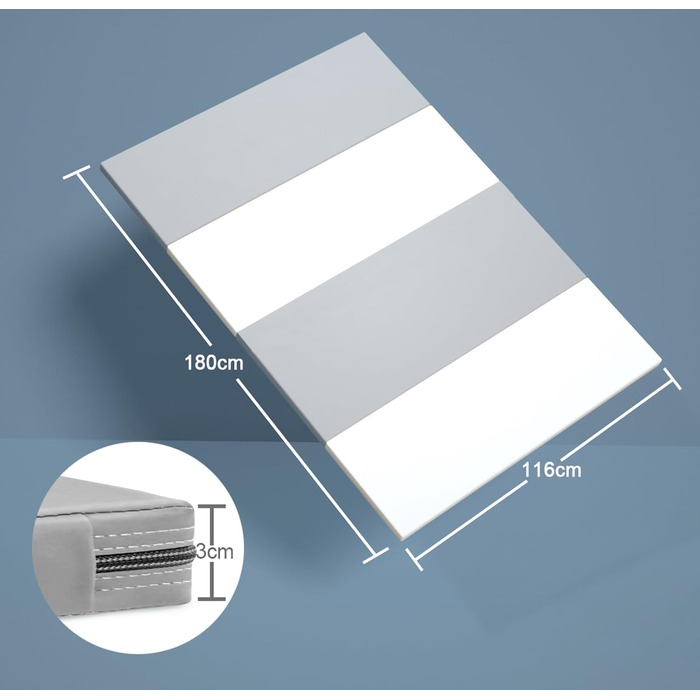 М'який килимок для підлоги Gutsbox Складний 180x117 Гімнастичний килимок для дому Гімнастичний килимок товщина 3 см Спортивний килимок Килимок для фітнесу Нековзний килимок для йоги, ігровий килимок дитячий складний 180 x 117 x 3 см БежевийСірий