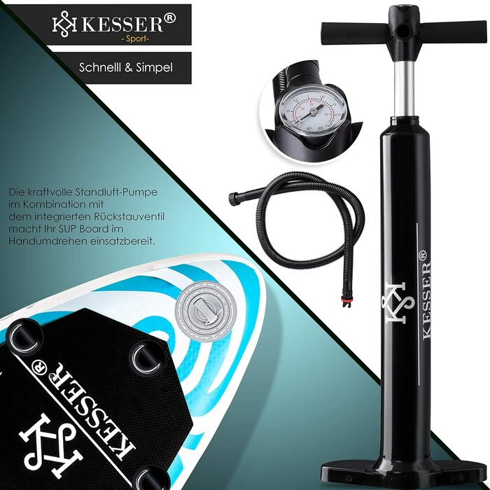 KESSER® Надувна SUP-дошка для веслування, преміум, 6 дюймів, з повним комплектом аксесуарів, для водного спорту, до 130 кг