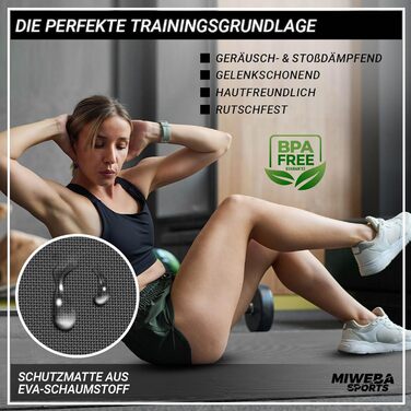 Захисний килимок Miweba Sports BS50/BS100, 8 або 18 елементів, 1,7/3,175 м², пазлова спортивна, фітнес, йога, гімнастика
