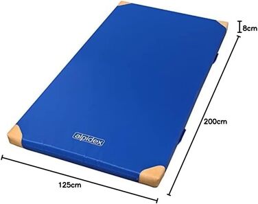 Гімнастичний мат ALPIDEX 200x125x8 см, нековзний, шкіряні кути, м'який