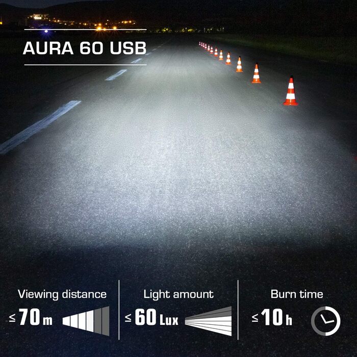 Комплект велосипедних LED ліхтарів SIGMA AURA 60 та INFINITY, акумуляторні, переднє і заднє світло, водозахищені, StVZO сертифіковані
