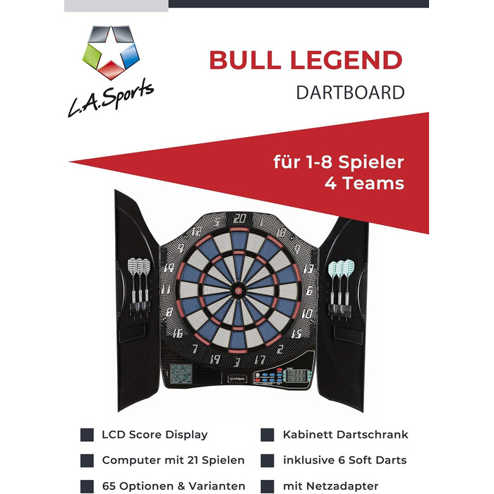 Дартс електронний Bull Legend Cabinet для 1-8 гравців з м'якими дротиками