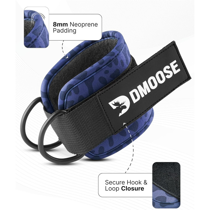 DMoose фітнес-манжети для ніг на кабельний тренажер, універсальні ремінці для кросоверів, кікбеки, аксесуари для тренувань для жінок і чоловіків, чорний леопард, пара