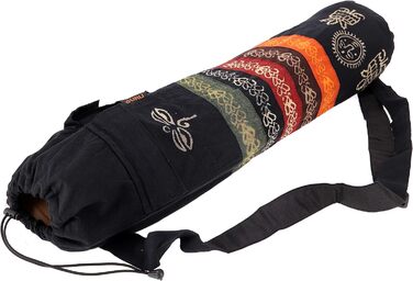 Сумка для йоги Boho Yoga Mat, Batik Yoga Bag з Непалу - Чоловіки/Жінки, Бавовна, 70x23x13 см, Сумки для килимків для йоги (One Size, Black)