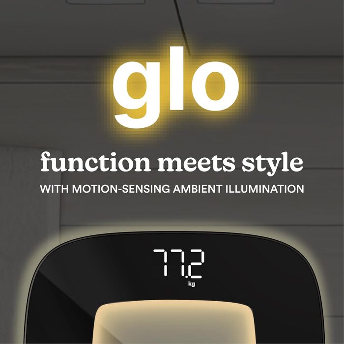 Електронна вага HoMedics glo з нічником, сенсором руху, з екологічного пластику, точне вимірювання ваги, скляна поверхня