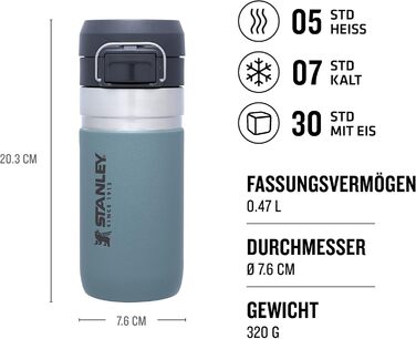 Термос-пляшка Stanley Quick Flip з нержавіючої сталі, 7+ годин холод, BPA-free, герметична, для води, зручна кришка, придатна для миття в посудомийці