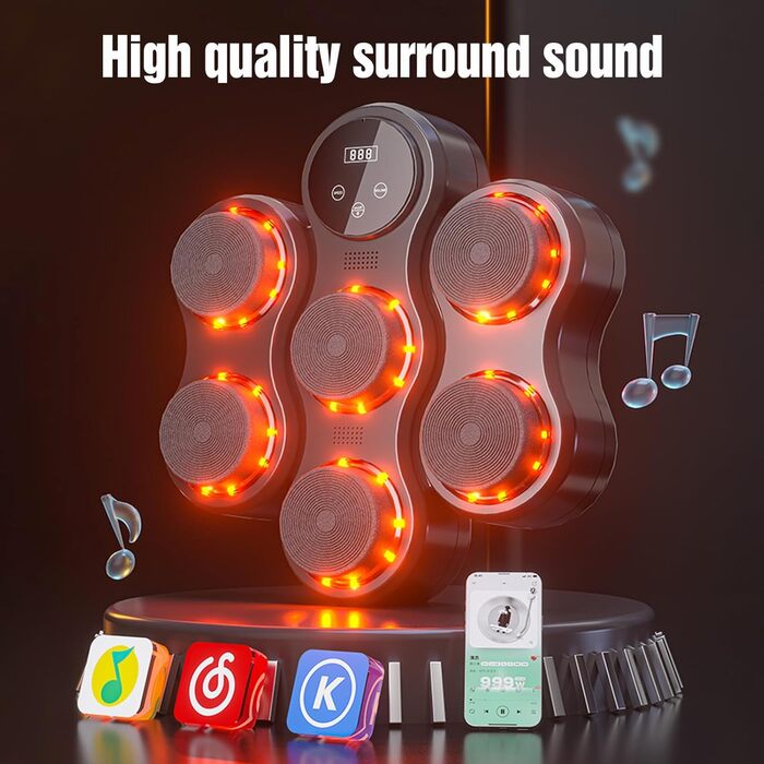Музичний бокс-багаторежимний тренажер з LED, Bluetooth, 9 швидкостей, 5 рівнів гучності, для дорослих і дітей