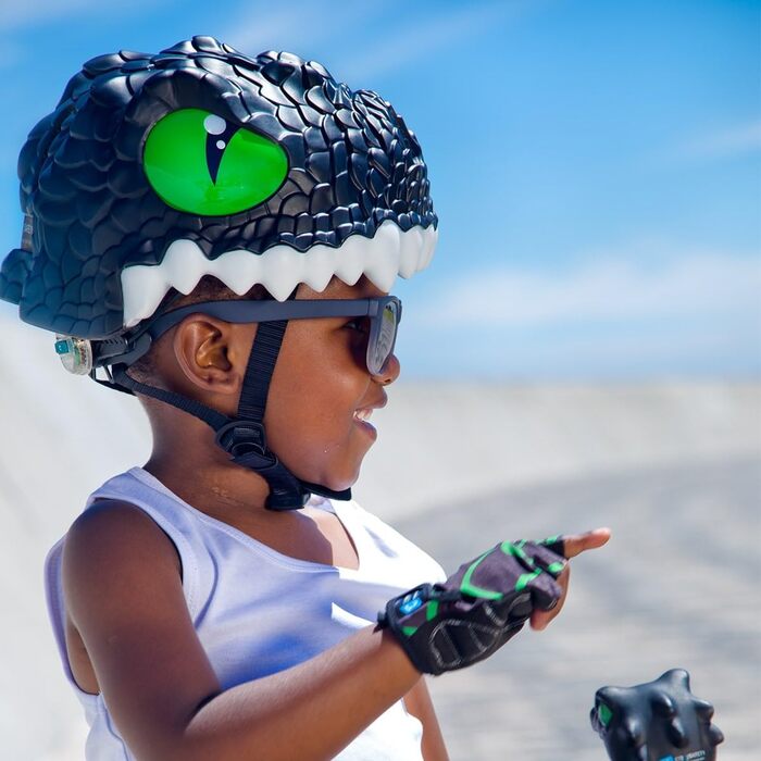 Дитячий велосипедний шолом Crazy Safety 3D Тигр/Дракон, 49-59 см, для велосипеду, самокату, роликів, легкий, регульований